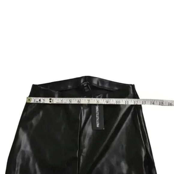 NWT PrettyLittleThing Tall Black  Faux Leather High Waisted Leggings Size 4 Tall - Picture 7 of 10